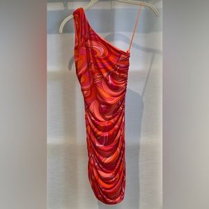 Olivaceous Rouched One Shoulder Dress